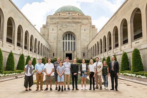 Members of the Frank MacDonald Memorial Study Tour 2020 at the Australian War Memorial